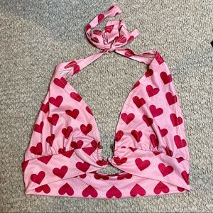 pink & red heart crop top